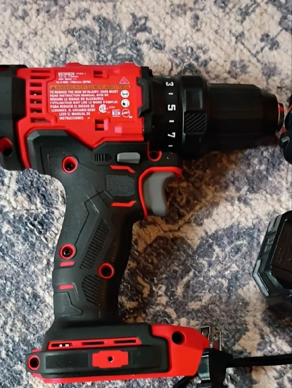 Craftsman Red and Black Cordless Drill with Charger and Battery Pack